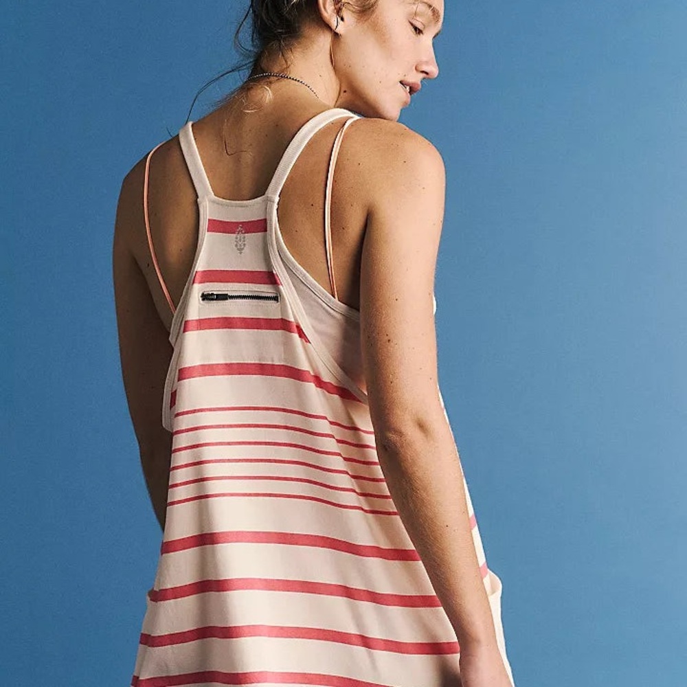 Free People | Hot Shot Mini Printed Dress | Spring Stripe Ivory - Picture 4 of 8